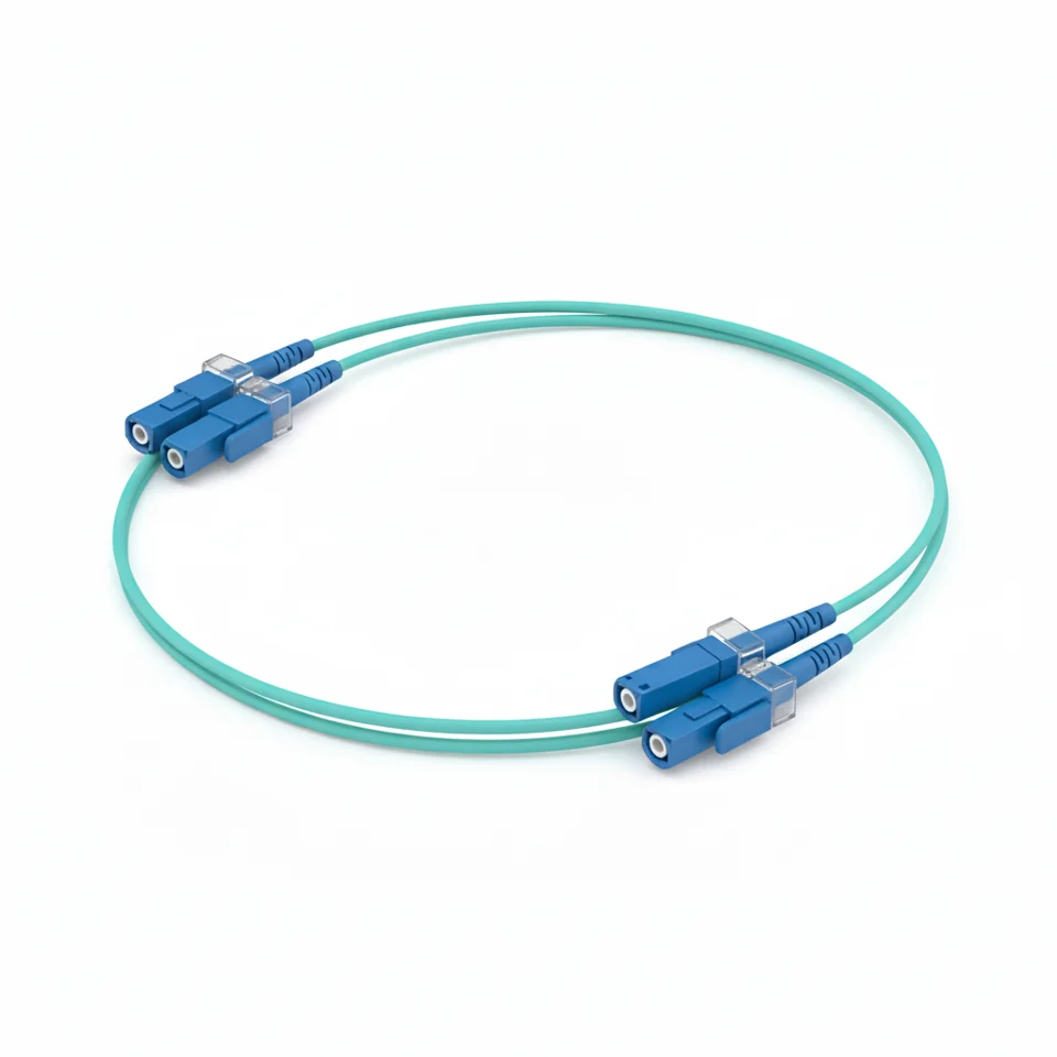 LC-LC Duplex OM3 Patch Cord; 3 m; LC/UPC-LC/UPC; duplex; 2.0 mm jacket; aqua