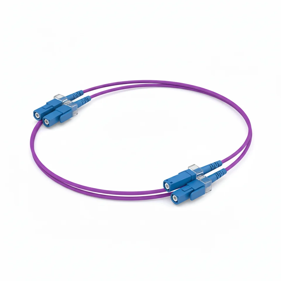 LC-LC Duplex OM4 Patch Cord; 5 m; LC/UPC-LC/UPC; duplex; 2.0 mm jacket; violet