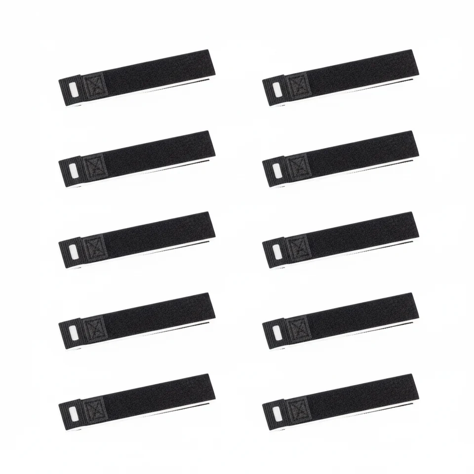 Hook-and-Loop Cable Strap Set — 10 straps; each 200 x 12 mm — black