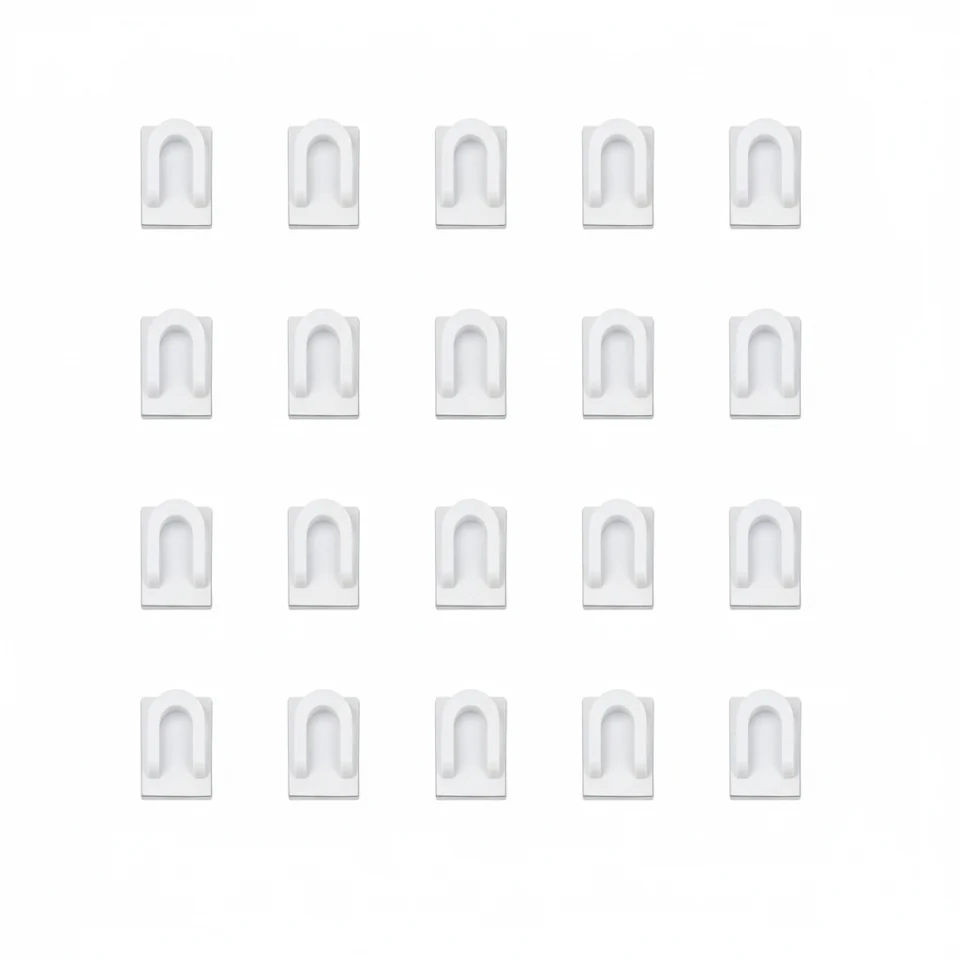 Adhesive Cable Clip Set; 20 clips; each 20 x 15 x 12 mm; white
