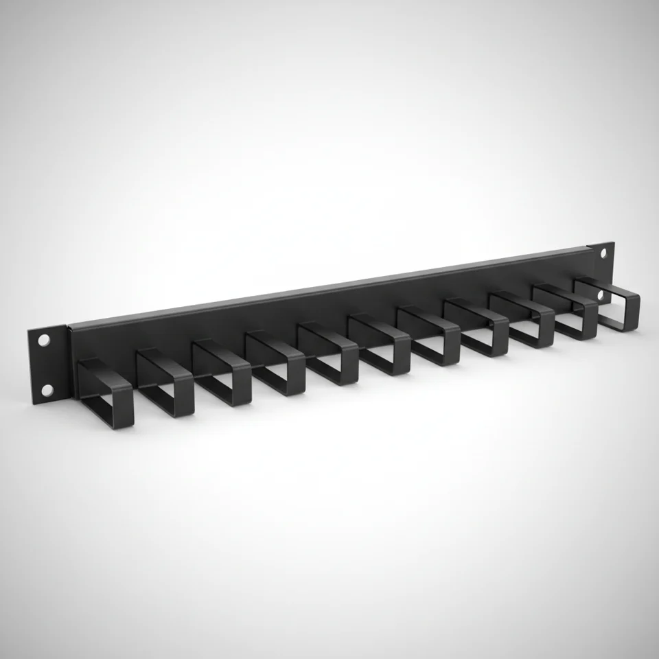 Horizontal Cable Management Panel; 482.6 x 44.5 x 60 mm; 19-inch 1U mounting; black